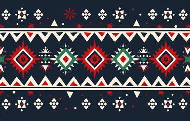 A colorful design with a red and white stripe