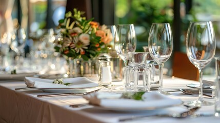 table set for a dinner.