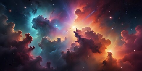 Colorful space galaxy cloud nebula. Stary night cosmos. Universe science astronomy. Supernova background wallpaper. 