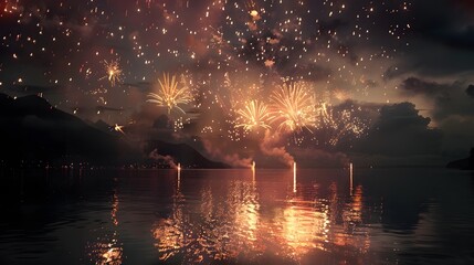 Lake Reflection Fireworks
