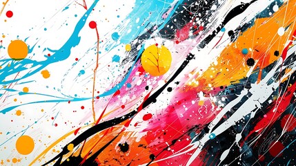 Vibrant Abstract Hand-Drawn Lines and Splashes Background - Creative, Playful, and Unique Design with Ample Copy Space
