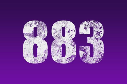 flat white grunge number of 883 on purple background.