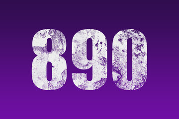 flat white grunge number of 890 on purple background.