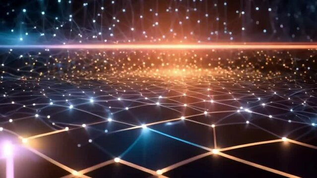 Abstract digital data stream visual. High-speed light particles. Cybersecurity and technology concept.4k JD