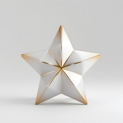 Golden Christmas star isolated on white background. Realistic 3D icon.