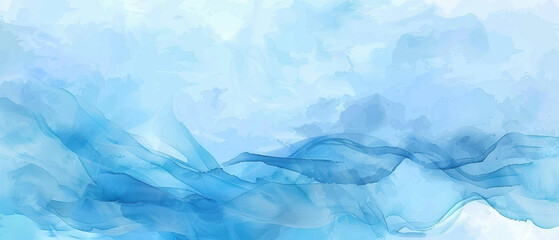 illustrator background wave ,full frame ,watercolor blue , palette pastel color widescreen, Generate AI