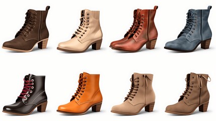 ladies short boots collection Set. Generative AI