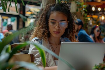 young business woman working on a laptop