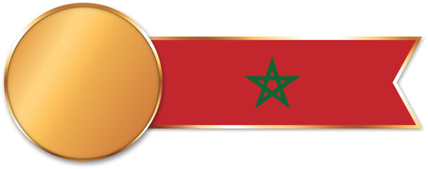 gold medal with ribbon banner with flag of Morocco