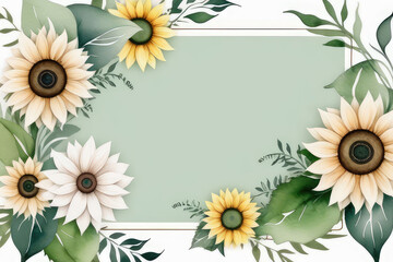 Obraz premium Watercolor wedding invitation template with sunflowers, abstract art background vector.