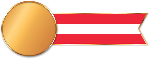 gold medal with ribbon banner with flag of Austria