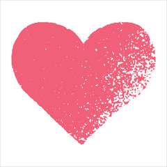 Grunge pink heart shape isolated on white background. Heart shape, love symbol