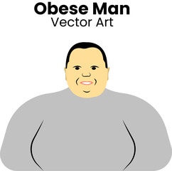 Obese man with smiling face vector art illustration