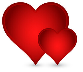 two red hearts love romance vector art