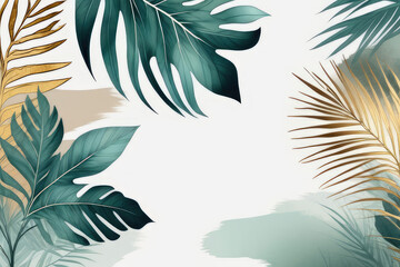 Botanical abstract banner design, poster and wallpaper exotic greenery, forest, jungle wallpaper.