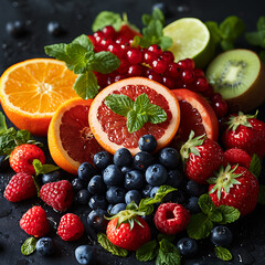 Naklejka premium Healthy Living: Empty Canvas with Fresh Fruits