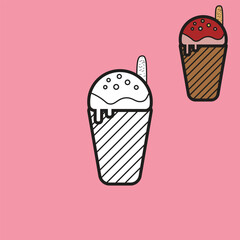 Illustration vector graphic of ice cream cup in line art style, for childern's coloring book