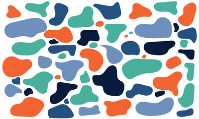 Vector liquid shadows random shapes. Black cube drops simple shapes.  Isolated on white background.