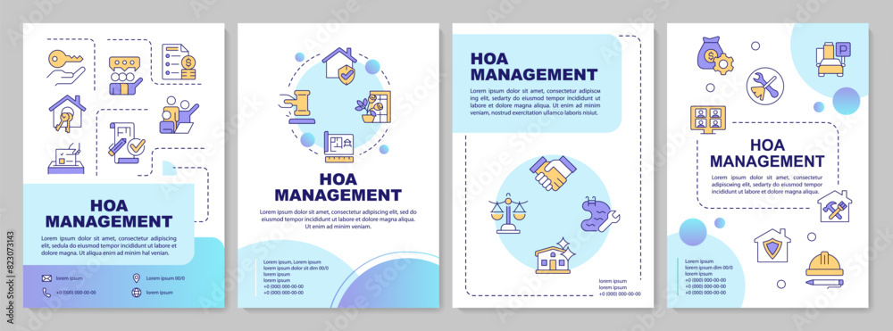 Wall mural hoa management benefits blue gradient brochure template. leaflet design with linear icons. editable  - Wall murals
