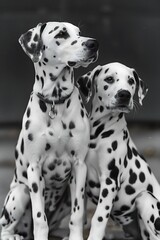 Dalmatian Dog Black and White Monochrome Photo in Studio Lighting