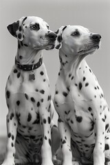 Dalmatian Dog Black and White Monochrome Photo in Studio Lighting