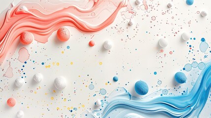 White background featuring abstract pastel shapes