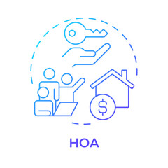 HOA blue gradient concept icon. Management services, neighborhood administration. Round shape line illustration. Abstract idea. Graphic design. Easy to use in infographic, presentation