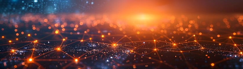 Obraz premium Glowing Interconnected Cityscape with Abstract Digital Network