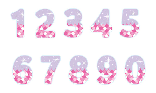 Cute mermaid theme number clipart