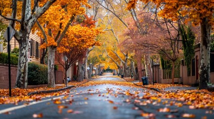 Street lined with Autumn trees