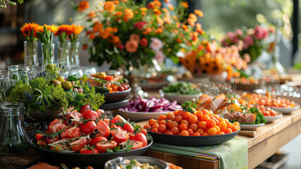 A well-composed, visually appealing image of a catering setup or hospitality service in action,generative ai