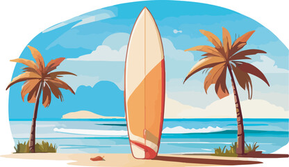 vector surfboard on summer beach sand