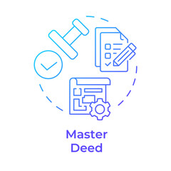 Master deed blue gradient concept icon. Foundational document, ownership rights. Round shape line illustration. Abstract idea. Graphic design. Easy to use in infographic, presentation