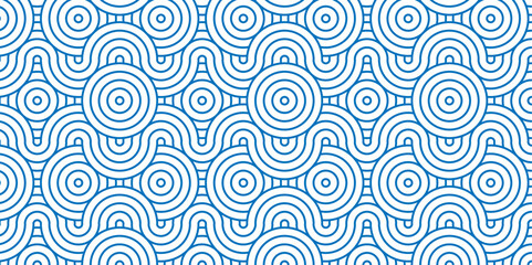 Overlapping Pattern Minimal diamond geometric waves spiral and abstract circle wave line. blue color seamless tile stripe geometric create retro square line backdrop pattern background.