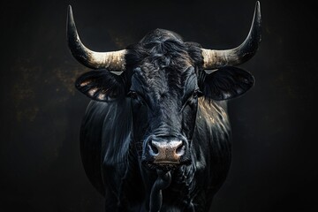 Naklejka premium a black bull with horns