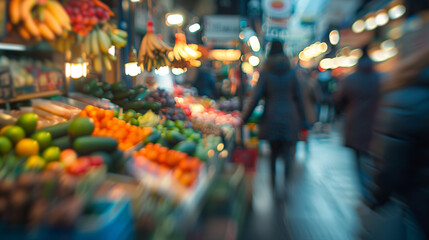 Blurred shot of people at market