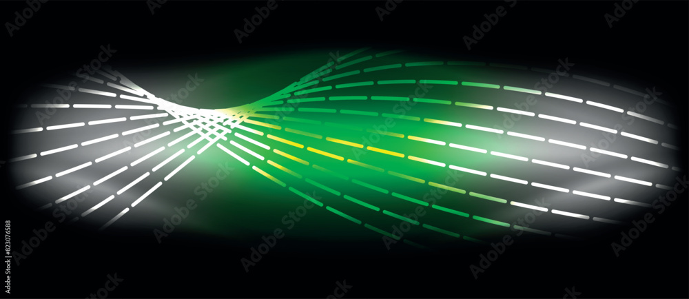 Leinwandbilder the image features a vibrant green and white glowing wave set against a stark black background, crea