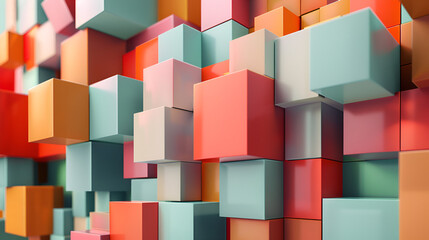 Background design abstract geometric blocks 3d render blocks, generative Ai