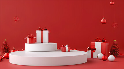 Background podium 3D gift product sale Christmas, generative Ai