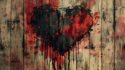 A large red heart with black and grey strokes graffiti art on a white background