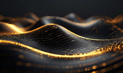 Minimalist abstract background with thin gold lines on a matte black surface , Generate AI