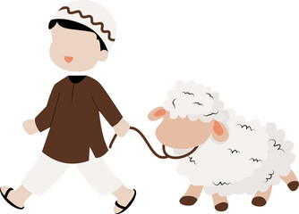 Kid with Animal Qurban or sheep