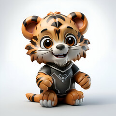 3d rendered illustration of a tiger cartoon character with helmet and armor