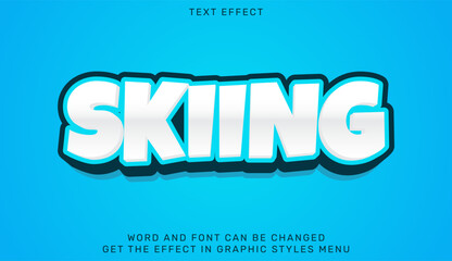 Skiing text effect template in 3d design