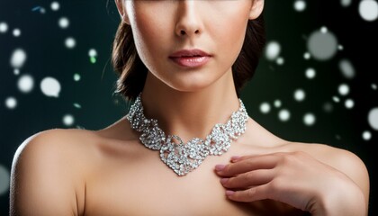 diamond necklace on the neck