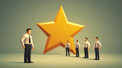 Successful Business People Giving 5-Star Ratings on Customer Service. Customer Satisfaction Survey and Feedback Concept.