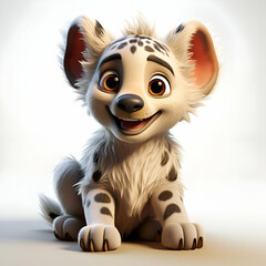 Obraz premium 3d rendering of a cute baby hyena sitting on white background
