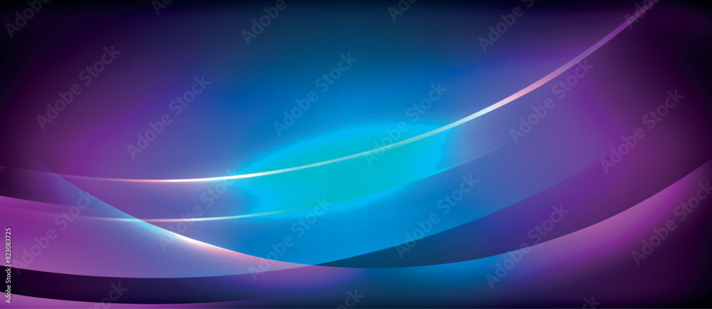 Poster An impressive visual of a blue and purple wave set against a dark background, creating a mesmerizing and vibrant display of colors and lights