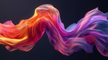 Fototapeta premium realistic photography of 3D Render wallpaper of abstract color fabric floating isolated dark backgraound
