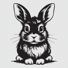 Simple minimalistic rabbit icon, vector illustration on transparent background